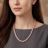 Urthn Rose Gold Plated Sparkling Crystal Stone Necklace Set(Pack of 6)