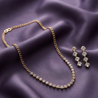 Urthn Pack Of 3 Austrian Stone Gold Plated Necklace Set