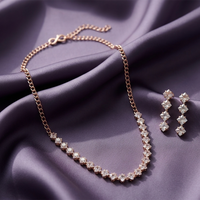 Urthn Pack Of 3 Austrian Stone Rose Gold Plated Necklace Set