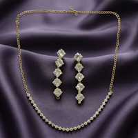 Urthn Pack Of 3 Austrian Stone Gold  Plated Necklace Set