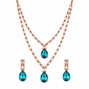 Urthn Glamorous Rose Gold Plated Crystal Stone Necklace Set for Party & Festive Wear(Pack Of 3)