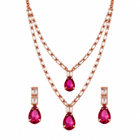 Urthn Glamorous Rose Gold Plated Crystal Stone Necklace Set for Party & Festive Wear(Pack Of 3)