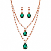 Urthn Glamorous Rose Gold Plated Crystal Stone Necklace Set for Party & Festive Wear(Pack Of 3)