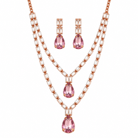 Urthn Glamorous Rose Gold Plated Crystal Stone Necklace Set for Party & Festive Wear(Pack Of 3)