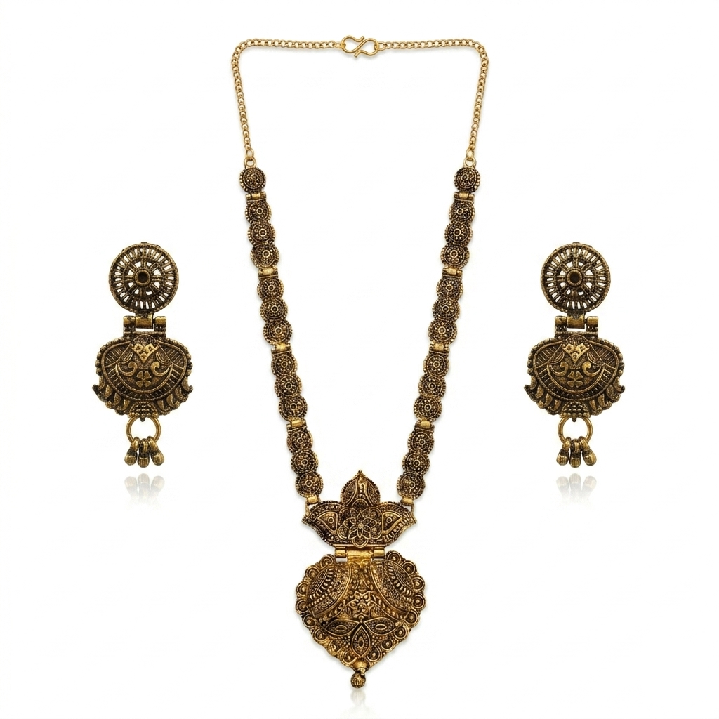 Urthn South Indian Style Antique Gold Plated Pearl Necklace Set  (Pack of 6)
