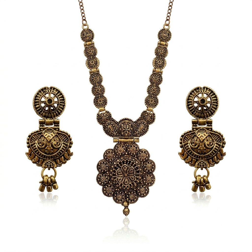 Urthn South Indian Style Antique Gold Plated Pearl Necklace Set  (Pack of 6)