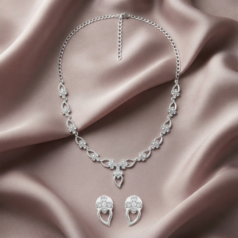 Darshana Jewels Elegant Austrian Stone Party Wear Necklace Set (Set of 3)
