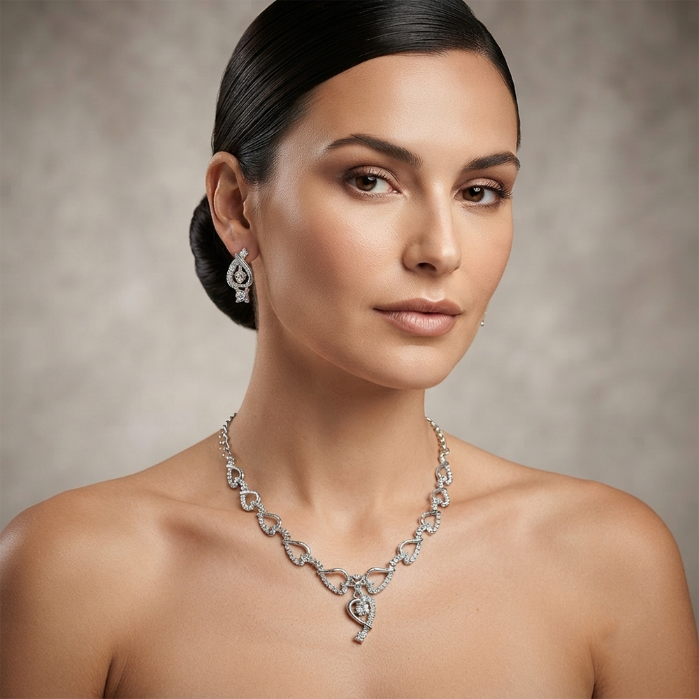 Darshana Jewels Elegant Austrian Stone Party Wear Necklace Set (Set of 3)
