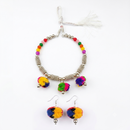 Urthn Traditional Oxidised Silver Tone Pom Pom Necklace Set for women(Pack Of 3)