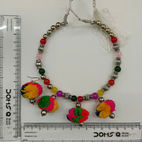 Urthn Traditional Oxidised Silver Tone Pom Pom Necklace Set for women(Pack Of 3)