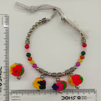 Urthn Traditional Oxidised Silver Tone Pom Pom Necklace Set for women(Pack Of 3)