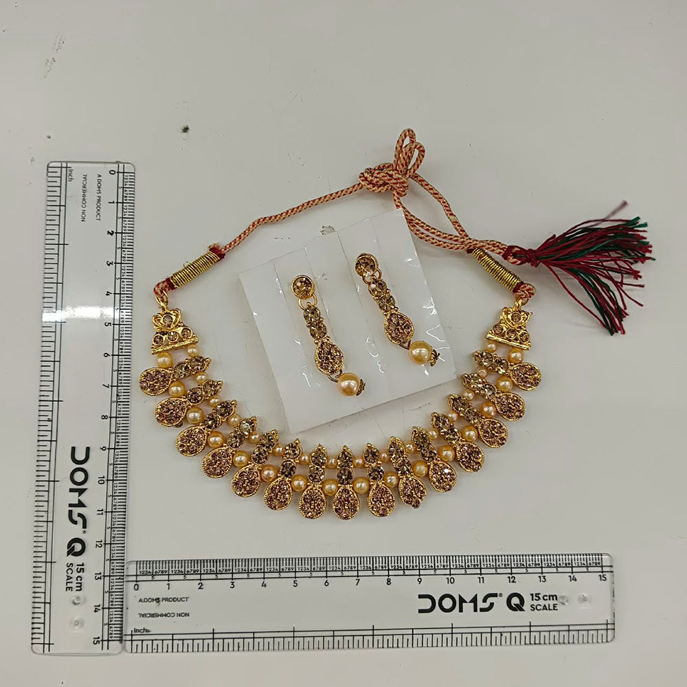 Urthn Gold Plated Pearl & Crystal Necklace Set for Women Traditional Jewellery (pack Of 3)