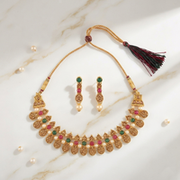 Urthn Gold Plated Pearl & Crystal Necklace Set for Women Traditional Jewellery (pack Of 3)