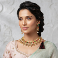 Urthn Gold Plated Pearl & Crystal Necklace Set for Women Traditional Jewellery (pack Of 3)