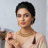 Urthn Gold Plated Pearl & Crystal Necklace Set for Women Traditional Jewellery (pack Of 3)
