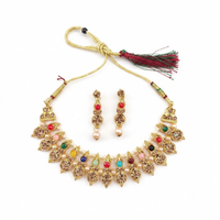 Urthn Gold Plated Pearl & Crystal Necklace Set for Women Traditional Jewellery (pack Of 3)