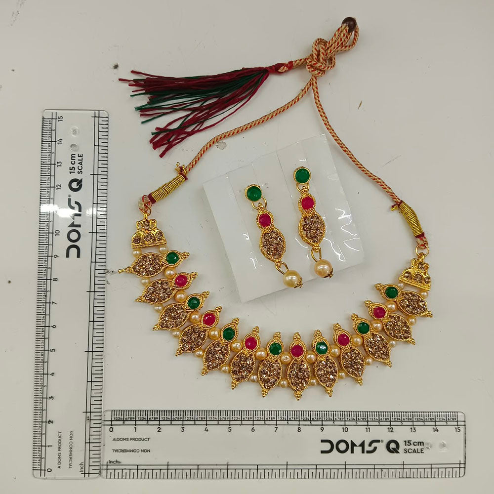 Urthn Gold Plated Pearl & Crystal Necklace Set for Women Traditional Jewellery (pack Of 3)