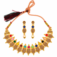 Urthn Gold Plated Pearl & Crystal Necklace Set for Women Traditional Jewellery (pack Of 3)