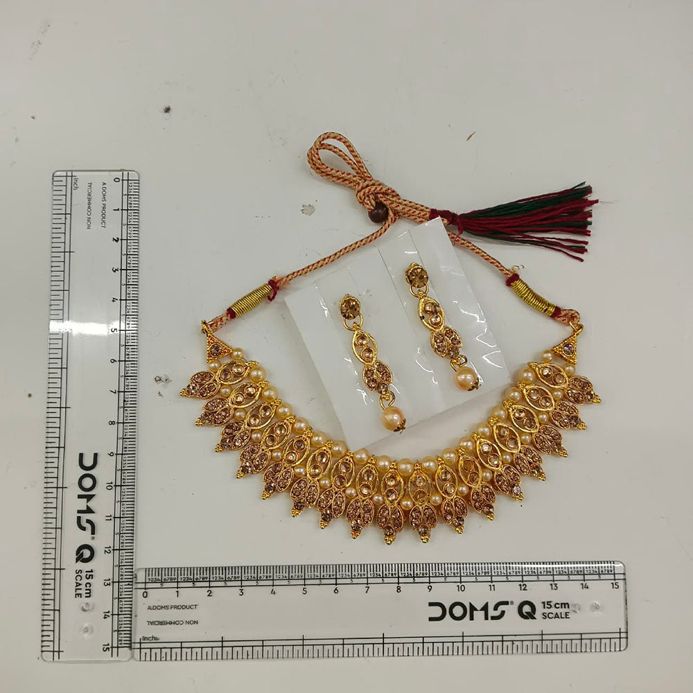 Urthn Gold Plated Pearl & Crystal Necklace Set for Women Traditional Jewellery (pack Of 3)