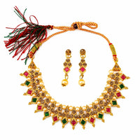 Darshana Jewels Elegant Pota Stone Austrian Stone & Pearl Necklace Set for Women (Pack of 3)