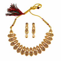Darshana Jewels Traditional Pota Stone Austrian Stone & Pearl Necklace Set for Women (Pack of 3)