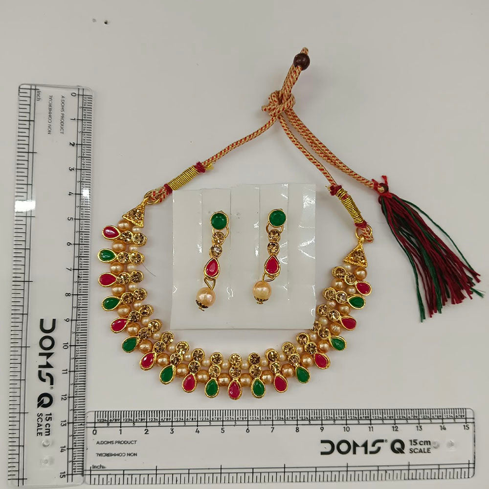 Urthn Gold Plated Pearl & Crystal Necklace Set for Women Traditional Jewellery (Pack of 6)