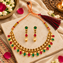 Urthn Gold Plated Pearl & Crystal Necklace Set for Women Traditional Jewellery 