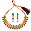 Urthn Gold Plated Pearl & Crystal Necklace Set for Women Traditional Jewellery (Pack of 6)