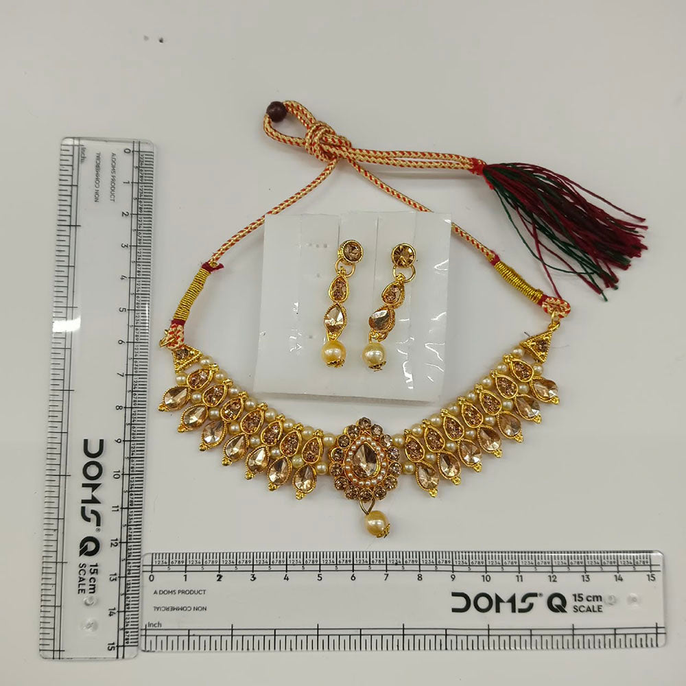 Urthn Gold Plated Pearl & Crystal Necklace Set for Women Traditional Jewellery (Pack of 6)