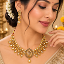 Urthn Gold Plated Pearl & Crystal Necklace Set for Women Traditional Jewellery (Pack of 6)