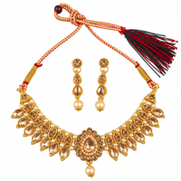 Urthn Gold Plated Pearl & Crystal Necklace Set for Women Traditional Jewellery (Pack of 6)