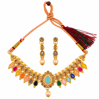 Urthn Gold Plated Pearl & Crystal Necklace Set for Women Traditional Jewellery (Pack of 6)