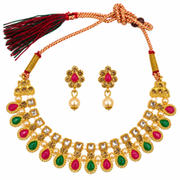Urthn Gold Plated Pearl & Crystal Necklace Set for Women Traditional Jewellery (Pack of 6)