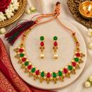 Urthn Gold Plated Pearl & Crystal Necklace Set for Women Traditional Jewellery (Pack of 6)