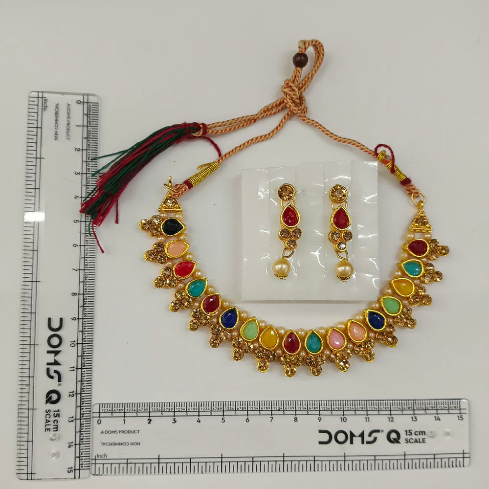 Urthn Gold Plated Pearl & Crystal Necklace Set for Women Traditional Jewellery (Pack of 6)