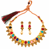Urthn Gold Plated Pearl & Crystal Necklace Set for Women Traditional Jewellery (Pack of 6)