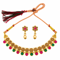 Urthn Gold Plated Pearl & Crystal Necklace Set for Women Traditional Jewellery (Pack of 6)
