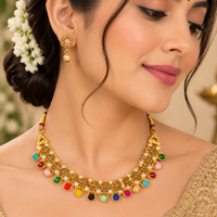 Urthn Gold Plated Pearl & Crystal Necklace Set for Women Traditional Jewellery (Pack of 6)