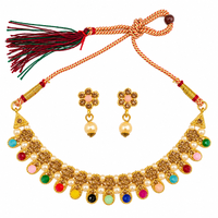 Urthn Gold Plated Pearl & Crystal Necklace Set for Women Traditional Jewellery (Pack of 6)