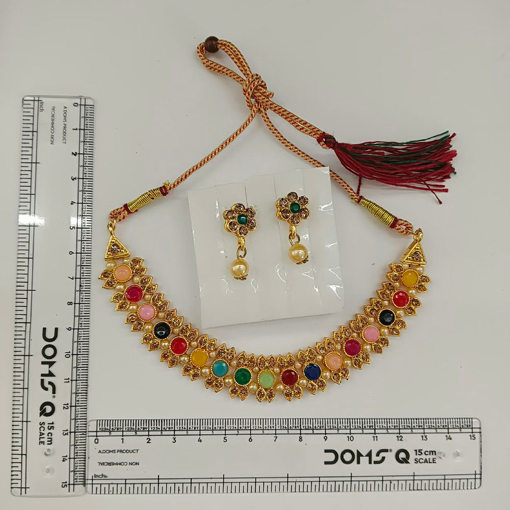 Urthn Gold Plated Pearl & Crystal Necklace Set for Women Traditional Jewellery (Pack of 6)