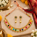 Urthn Gold Plated Pearl & Crystal Necklace Set for Women Traditional Jewellery (Pack of 6)