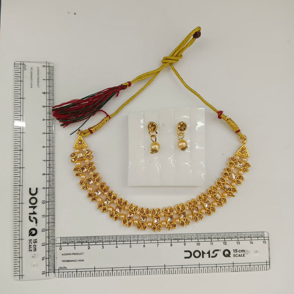 Urthn Gold Plated Pearl & Crystal Necklace Set for Women Traditional Jewellery (Pack of 6)