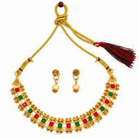 Urthn Gold Plated Pearl & Crystal Necklace Set for Women Traditional Jewellery (Pack of 6)