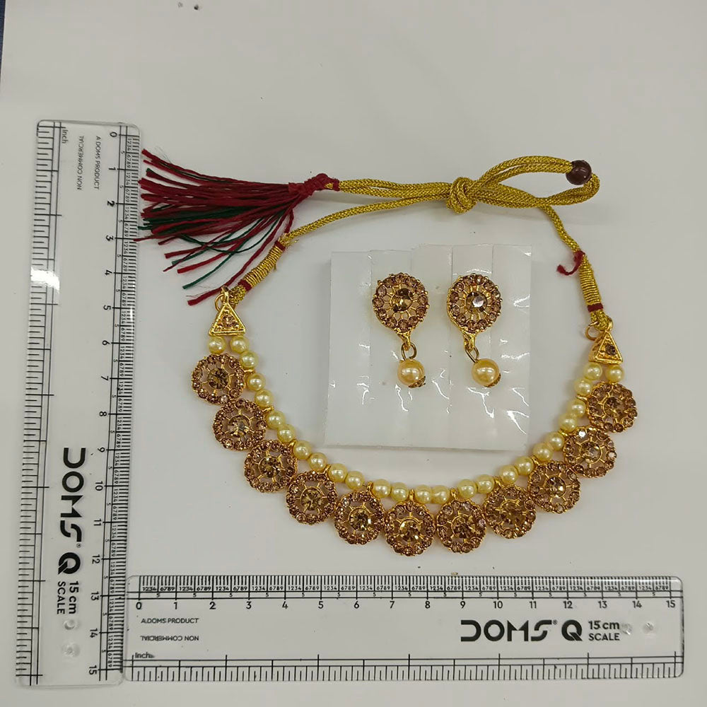 Urthn Gold Plated Pearl & Crystal Necklace Set for Women Traditional Jewellery (Pack of 6)