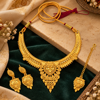 Urthn Traditional Gold Plated Necklace Set with Maangtikka | Elegant Ethnic Jewellery for Women