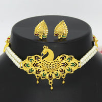 Mahavir DIY Gold Pearl Peacock  Choker Necklace Set