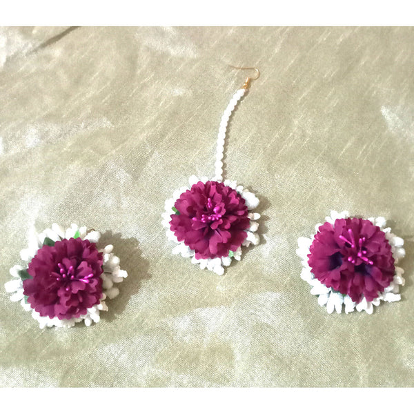 Kavya's Kreation Floral Design Earrings With Maangtika