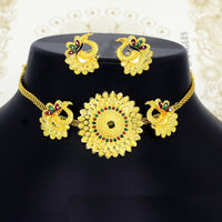 Mahavir Dye Gold Pearl Peacock Choker Necklace Set