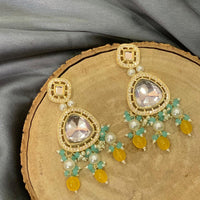 Deep Enterprises Gold Plated Crystal Stone Dangler Earrings