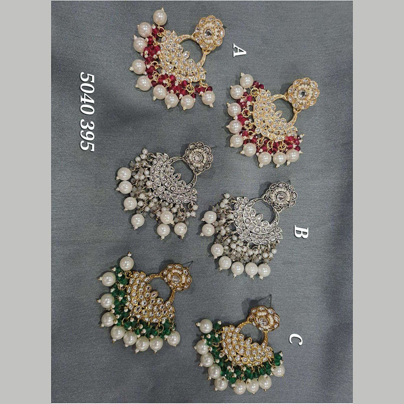 Deep Enterprises Kundan Stone And Beads Dangler Earrings